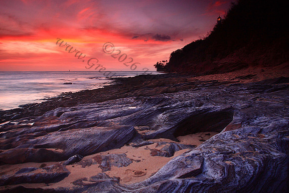 Sunset vibrant colorful amazing Diamond Head Beach Honolulu Oahu Hawaii
