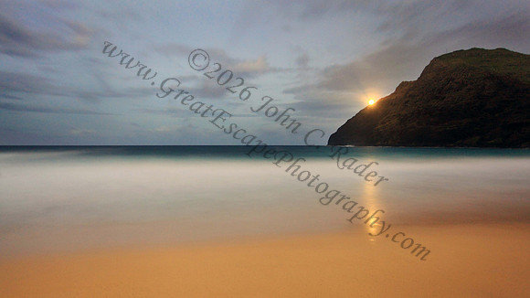 Long night exposure at Makapuu Beach looking toward Lighthouse Oahu Hawaii