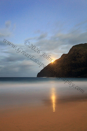 Long night exposure at Makapuu Beach looking toward Lighthouse Oahu Hawaii