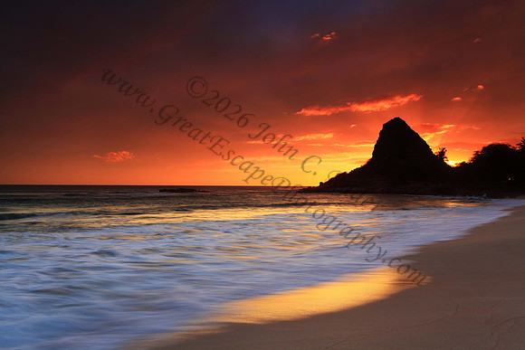 Amazing colorful sunset on leeward side Makaha Oahu Hawaii