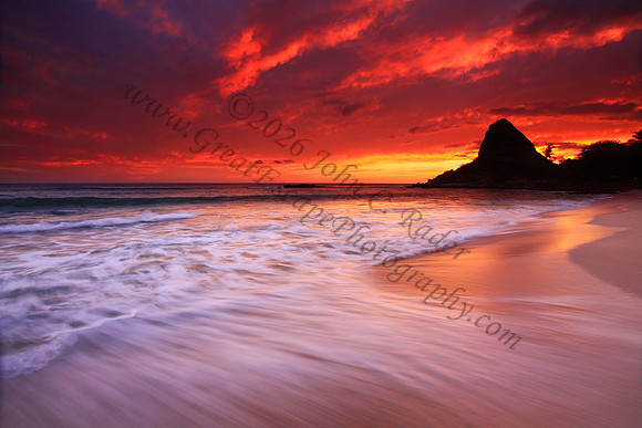 Amazing colorful sunset on leeward side Makaha Oahu Hawaii