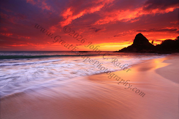 Amazing colorful sunset on leeward side Makaha Oahu Hawaii
