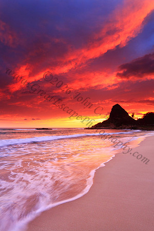 Amazing colorful sunset on leeward side Makaha Oahu Hawaii