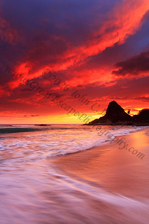 Amazing colorful sunset on leeward side Makaha Oahu Hawaii