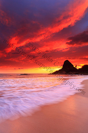 Amazing colorful sunset on leeward side Makaha Oahu Hawaii