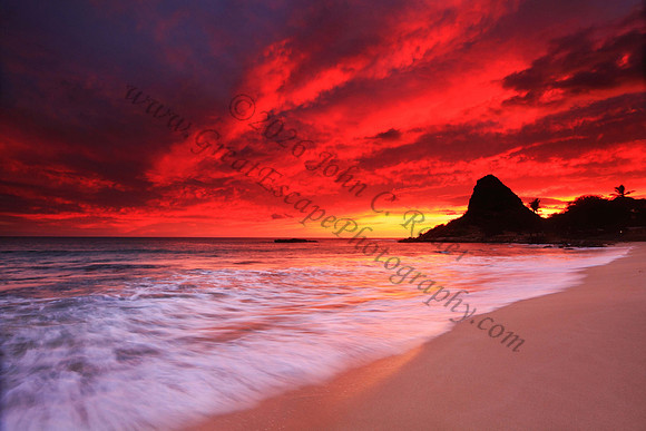 Amazing colorful sunset on leeward side Makaha Oahu Hawaii