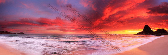 Amazing colorful sunset on leeward side Makaha Oahu Hawaii