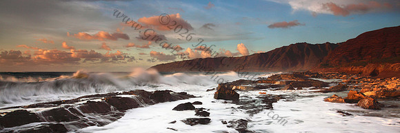 Large surf waves attack Waianae Coast leeward side of Oahu Hawaii
