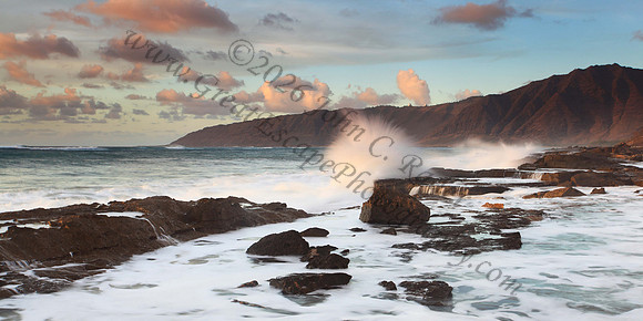 Huge waves leeward side Waianae Yokohama Makua Oahu Hawaii