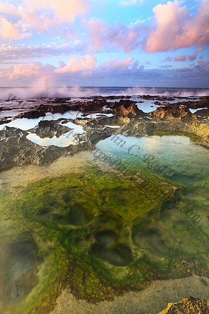 Sunset as seen from Keiki Beach, found on North Shore of Oahu Hawaii