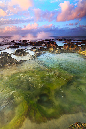Sunset as seen from Keiki Beach, found on North Shore of Oahu Hawaii