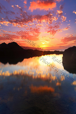 Sunset as seen from Keiki Beach, found on North Shore of Oahu Hawaii