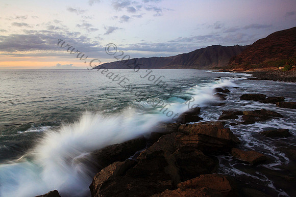 Large surf waves attack Waianae Coast leeward side of Oahu Hawaii