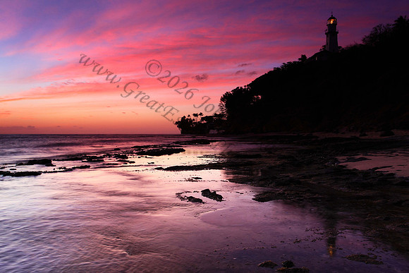 Diamond Head lighthouse at sunset Honolulu Oahu Hawaii
