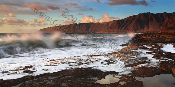 Large surf waves attack Waianae Coast leeward side of Oahu Hawaii