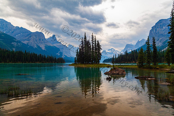 Spirit Island in Maligne Lake — fine art photograph titled Haunting Spirits