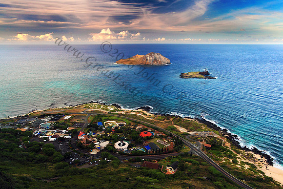 Makapuu tomtom trail sealife park manana islands rabbit pacific blue beach lighthouse panoramic honolulu hawaii sunset windward oahu