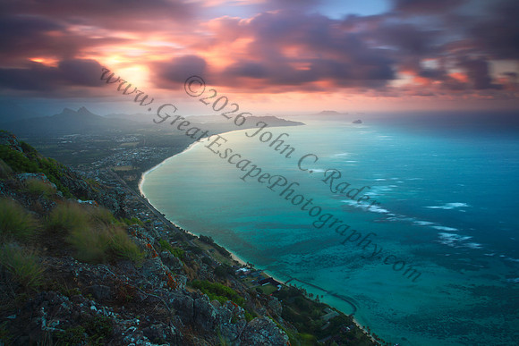 Sunset seen from Kamehame Ridge, Oahu Hawaii