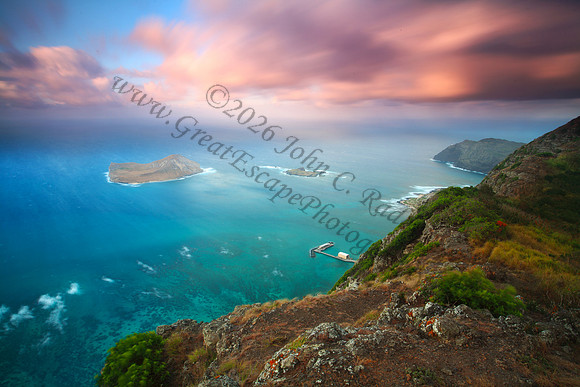 Sunset seen from Kamehame Ridge, Oahu Hawaii