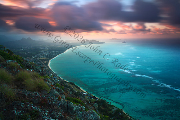 Sunset seen from Kamehame Ridge, Oahu Hawaii