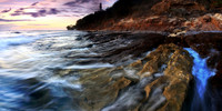 Sunset vibrant colorful amazing Diamond Head Beach Honolulu Oahu Hawaii