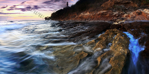 Sunset vibrant colorful amazing Diamond Head Beach Honolulu Oahu Hawaii
