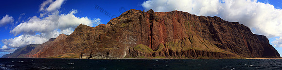 Na Pali coast Kalalau Valley coastline from sunset sailboat Kauai Hawaii