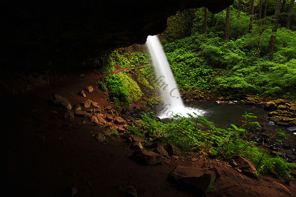 Ponytail Falls located in Columbia River Gorge, Oregon, waterfall