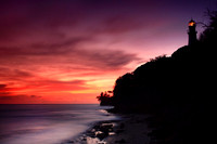 Sunset vibrant colorful amazing Diamond Head Beach Honolulu Oahu Hawaii