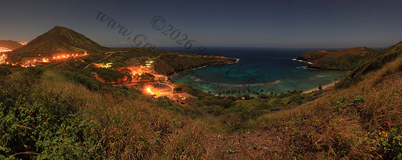 Koko Head, Hanauma Bay, and Hawaii Kai at night , Oahu Hawaii