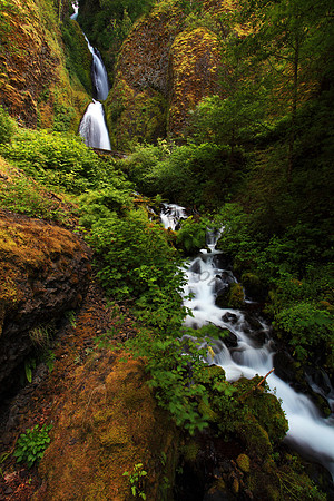 Wahkeena Falls in the Columbia River Gorge, Oregon watefall