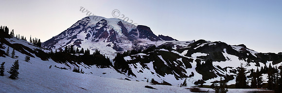 Mount Ranier panorama from Nisqually Vista Trail near Myrtle Falls, Paradise, Washington