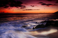 Sunset from Makua Yokohama Bay leeward side Oahu Hawaii