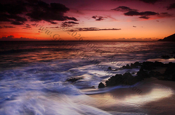 Sunset from Makua Yokohama Bay leeward side Oahu Hawaii
