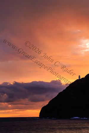 sunrise at Makapuu beach and lighthouse, Oahu Hawaii