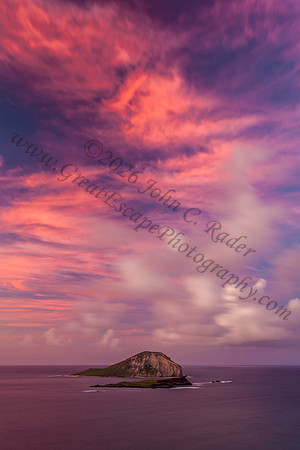 Makapuu manana island sunset colorful explosion Oahu Hawaii